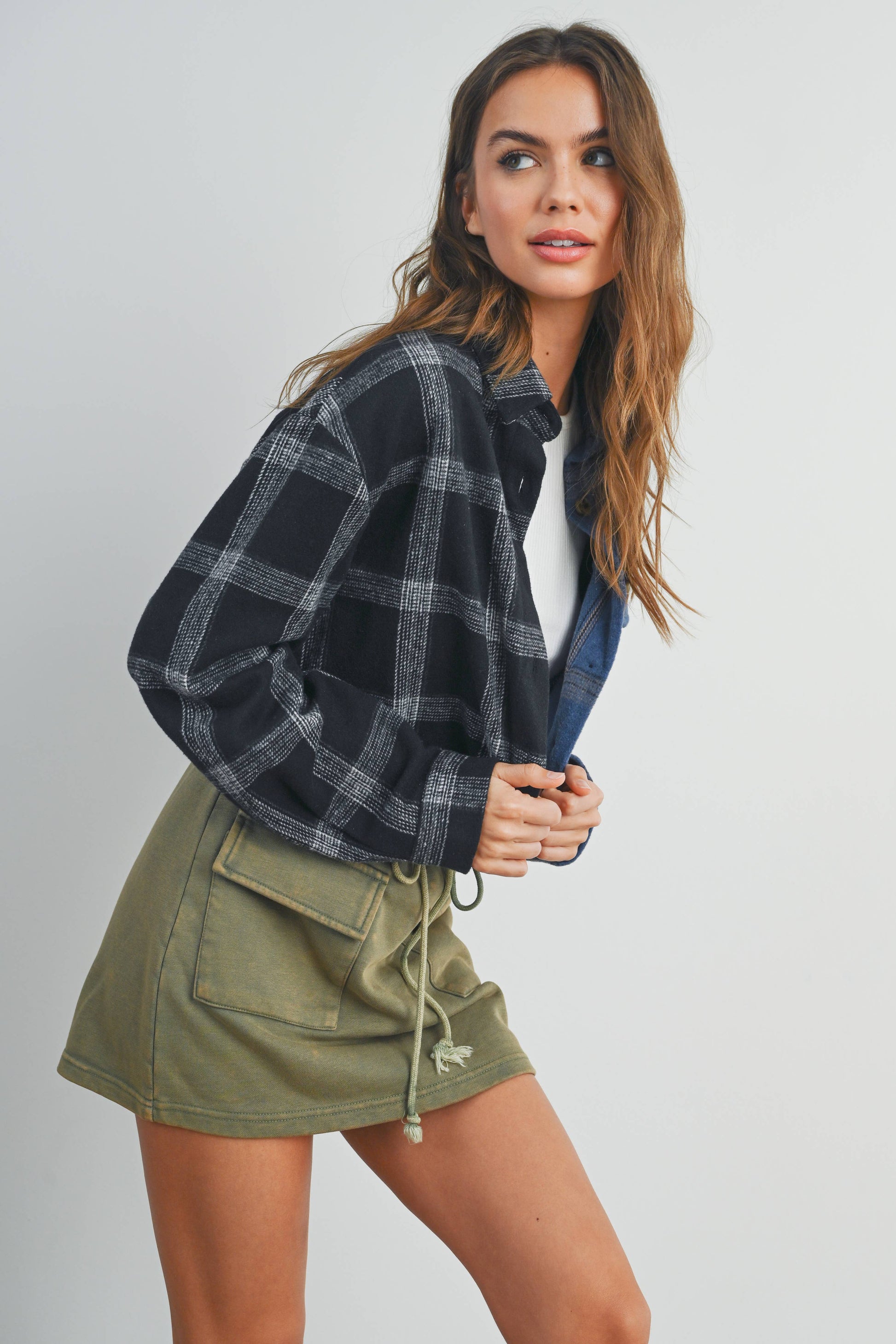 Mix-up Cropped Flannel