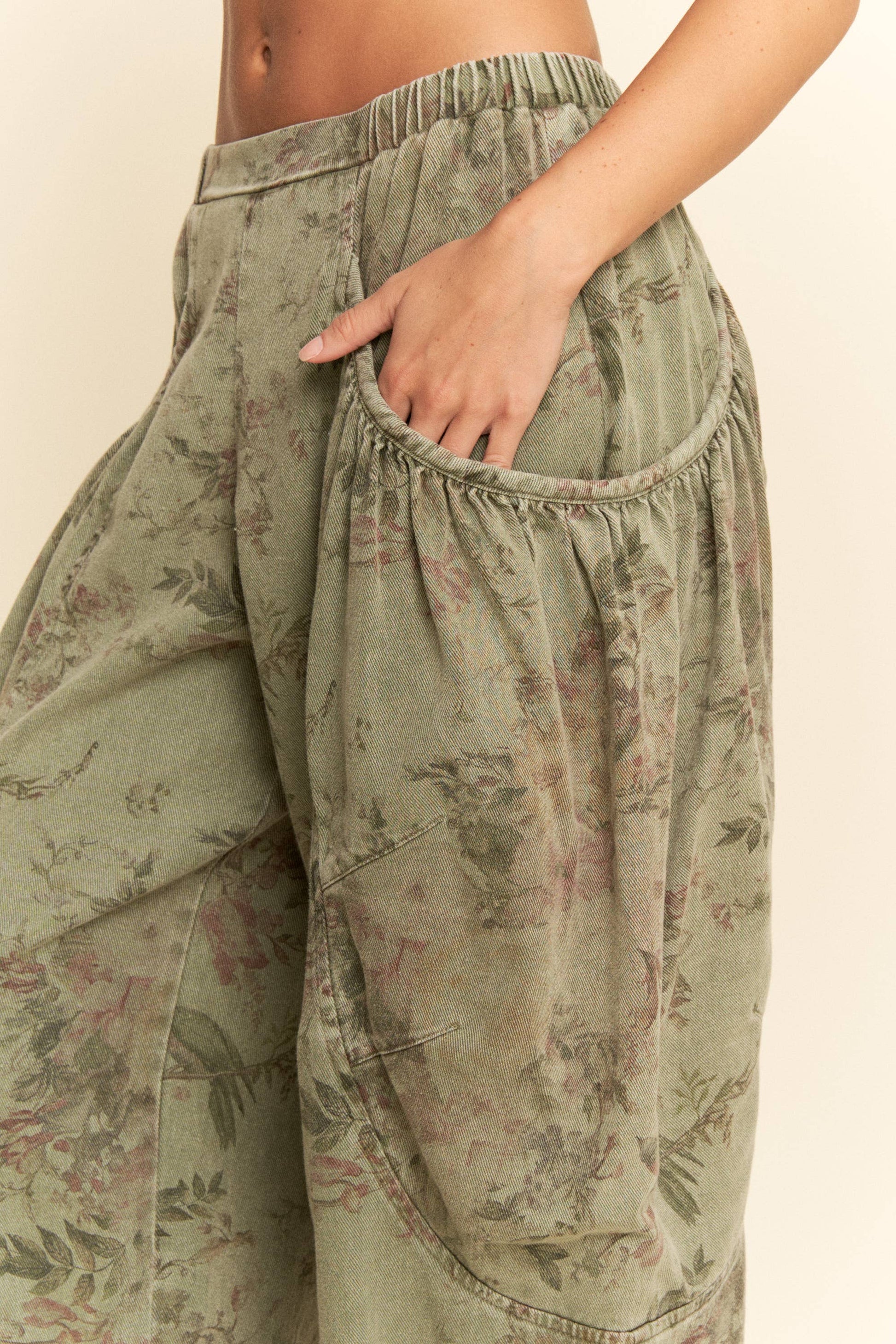Olive Flower Denim