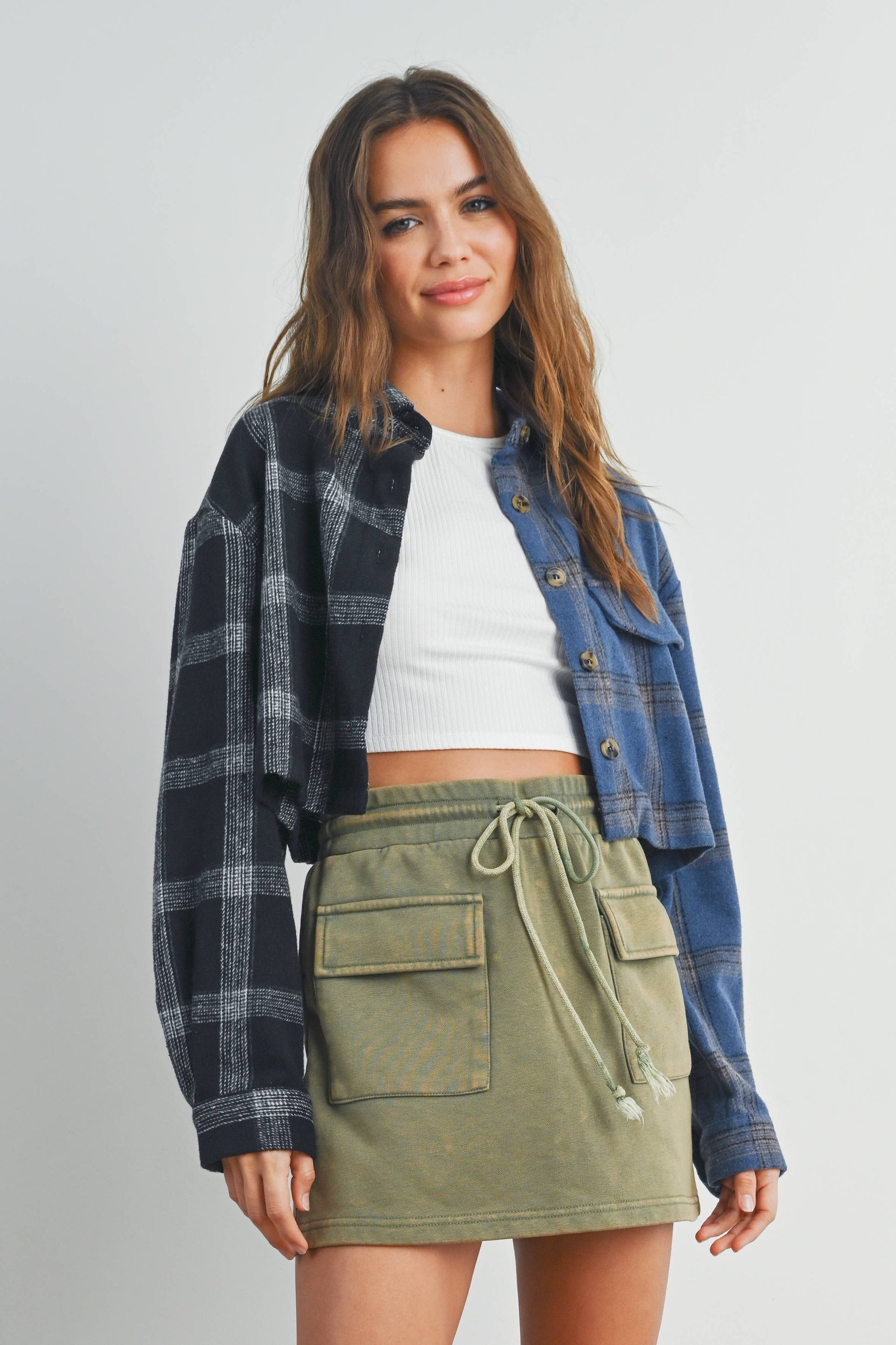 Mix-up Cropped Flannel