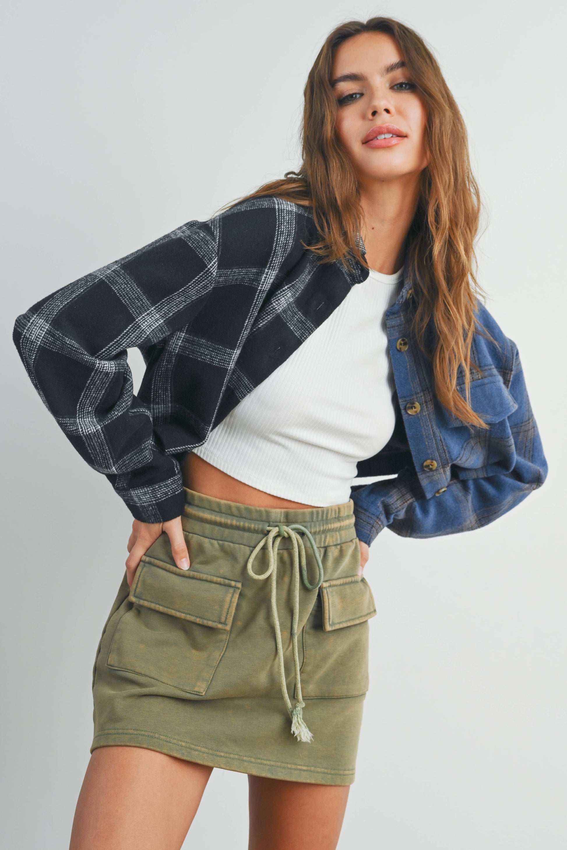 Mix-up Cropped Flannel