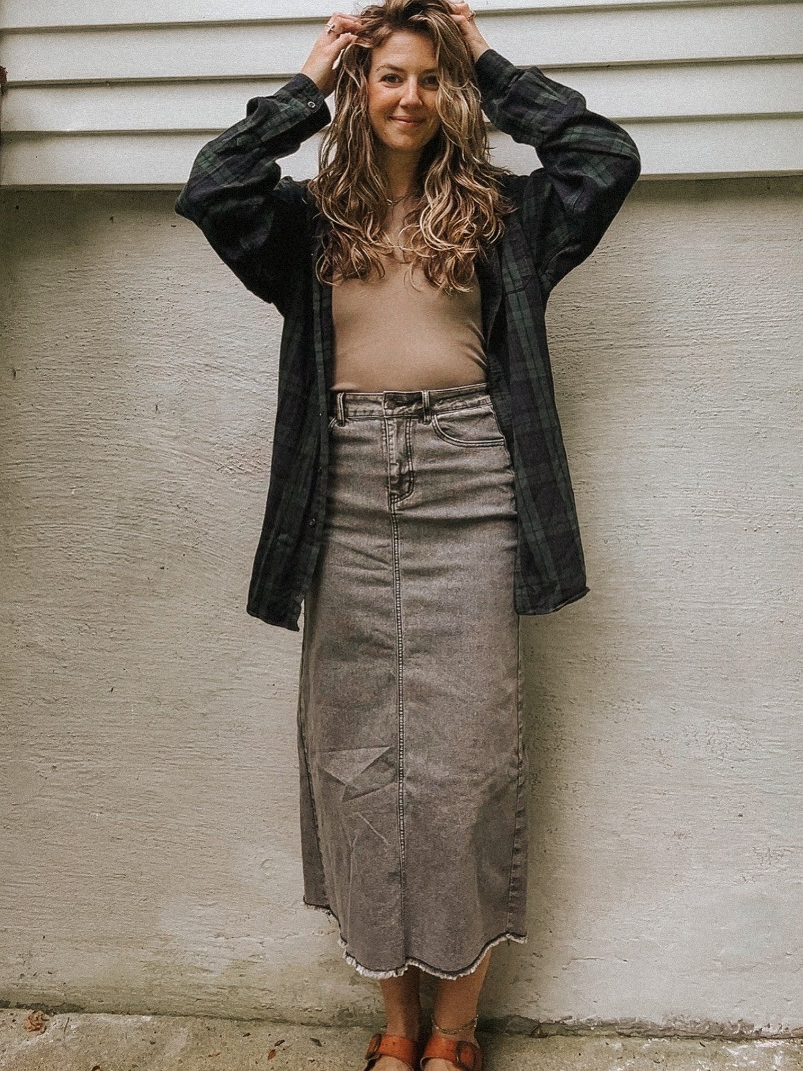 Long Story Denim Skirt