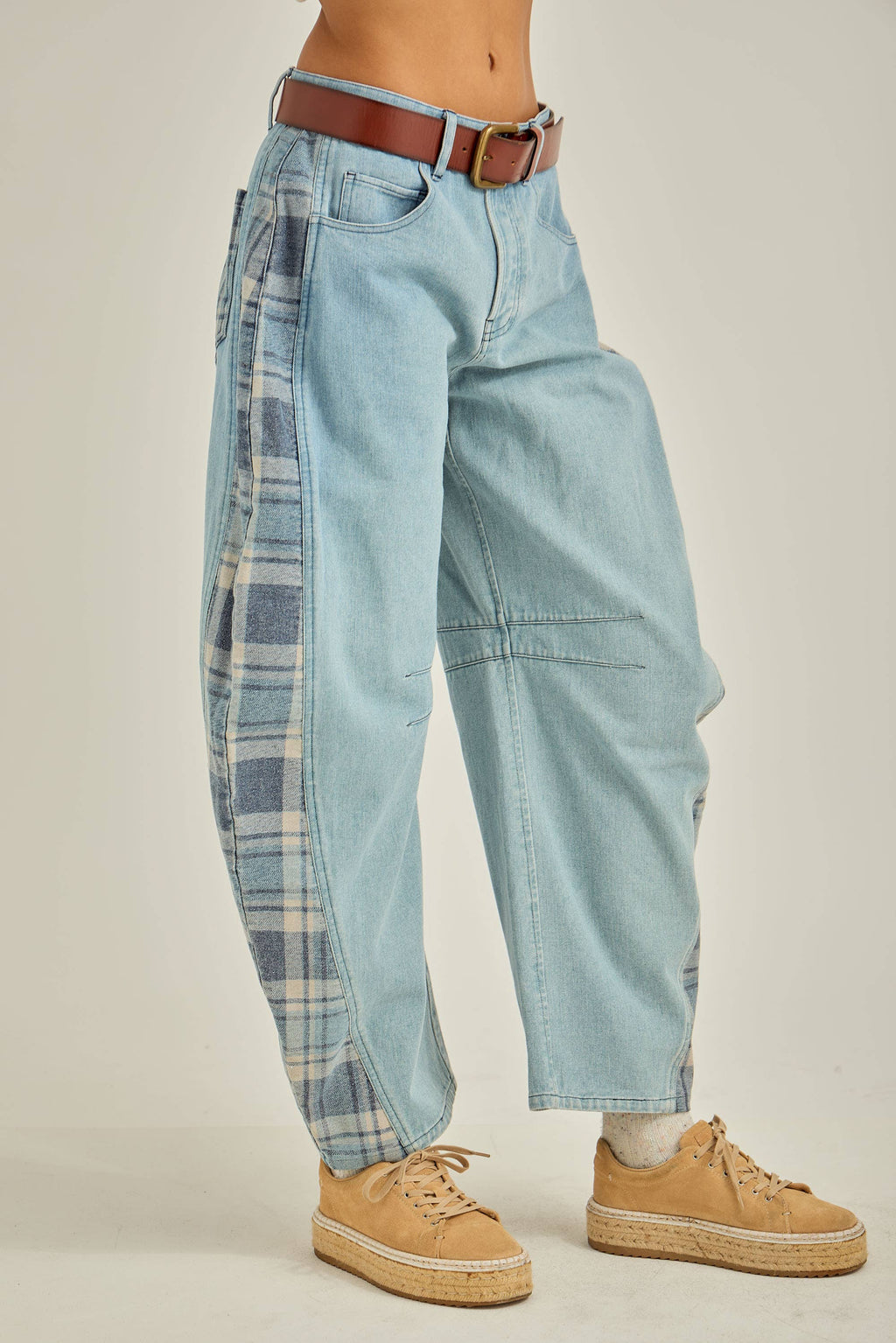 Tartan Barrel Jeans