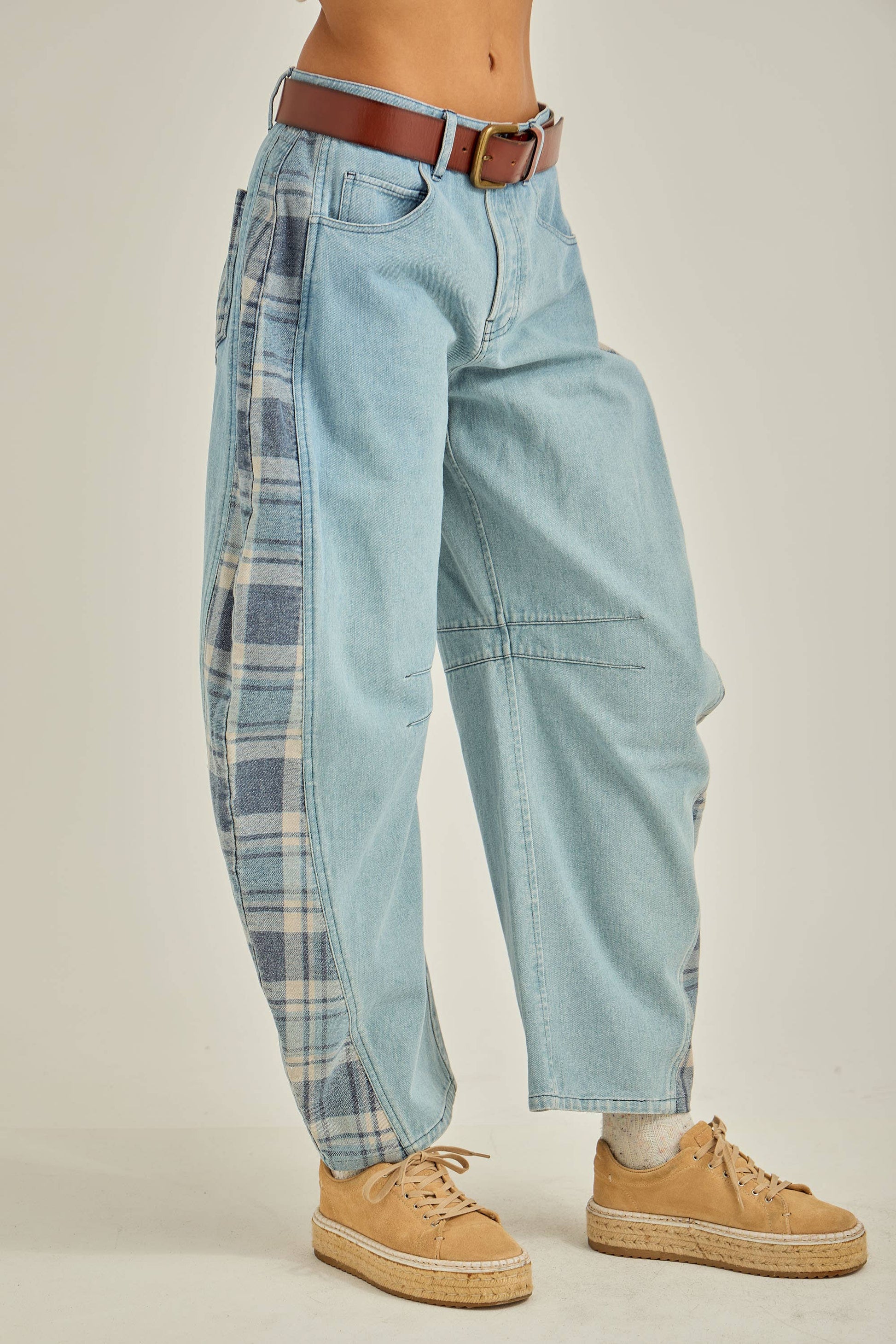 Tartan Barrel Jeans