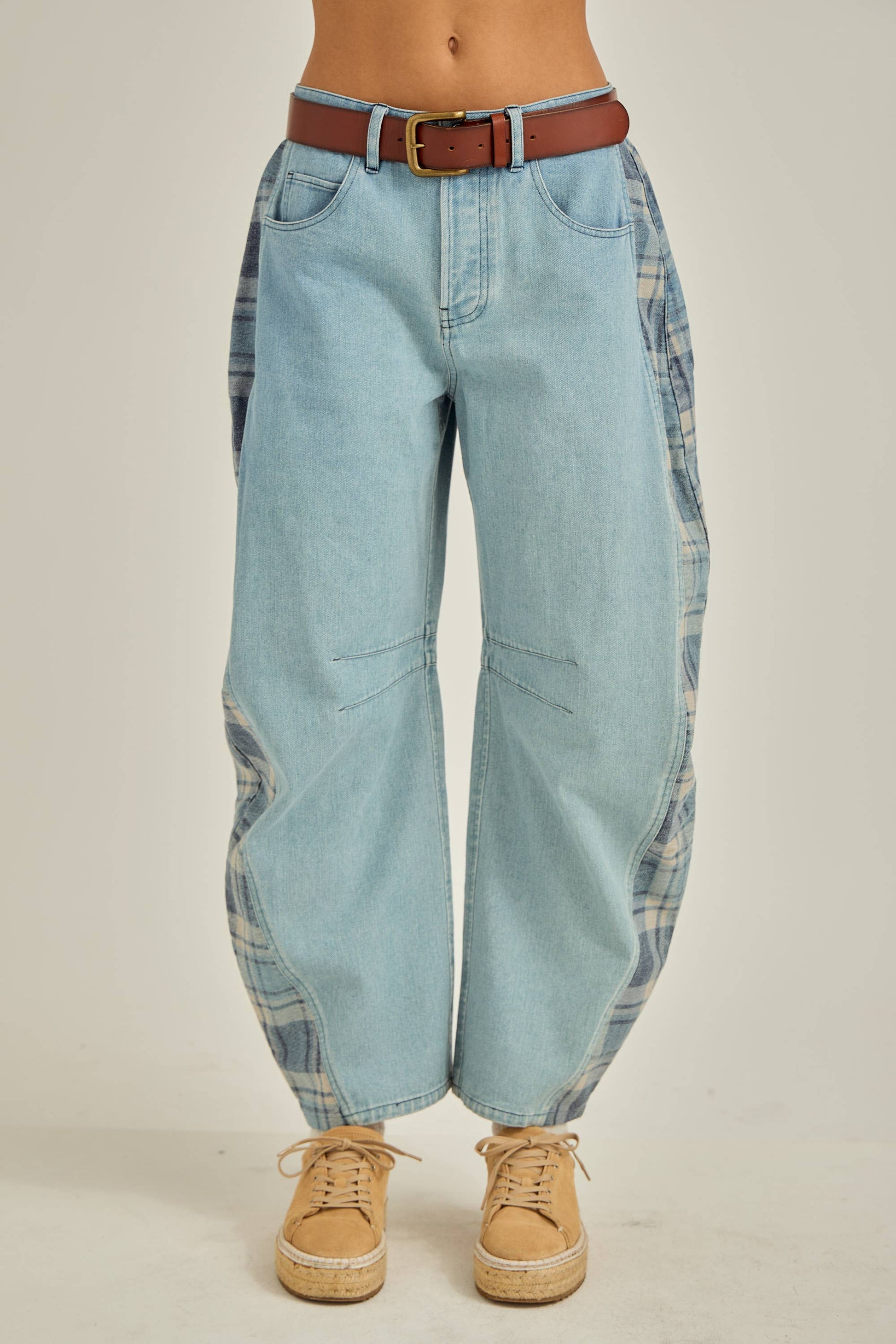 Tartan Barrel Jeans