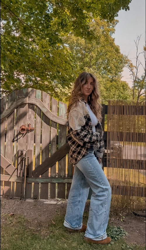 Black Vintage Patch Flannel